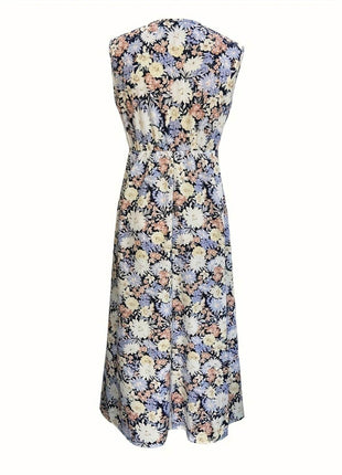 Floral Sleeveless Midi Dress - MimiStylez