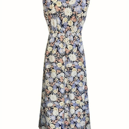 Floral Sleeveless Midi Dress - MimiStylez