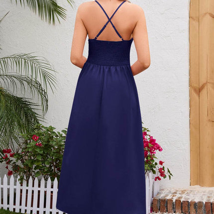 Crisscross Smocked Spaghetti Strap Dress - MimiStylez