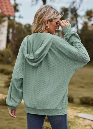 Cable-Knit Long Sleeve Hooded Jacket - MimiStylez