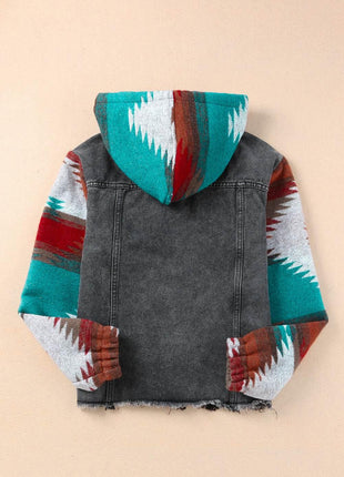 Drawstring Hooded Pocketed Denim Jacket - MimiStylez