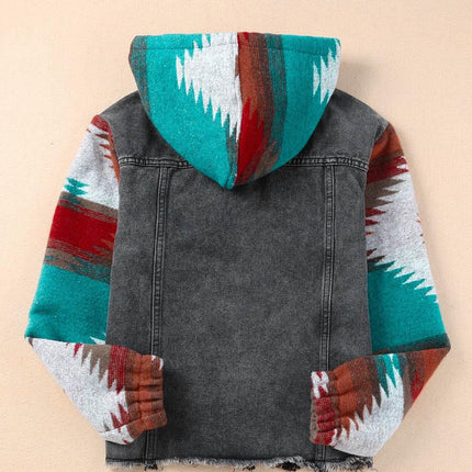 Drawstring Hooded Pocketed Denim Jacket - MimiStylez