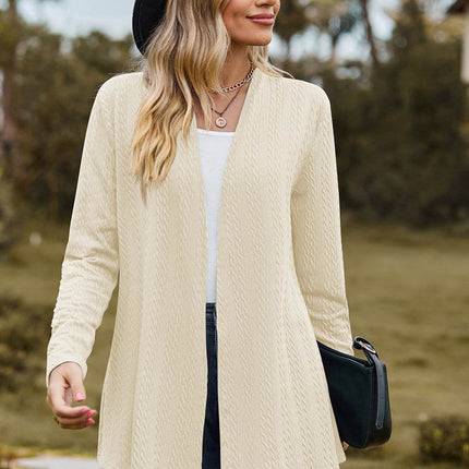 Textured Open Front Long Sleeve Cardigan - MimiStylez