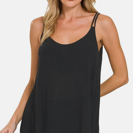 Zenana Woven Double Spaghetti Strap V-Neck Cami - MimiStylez