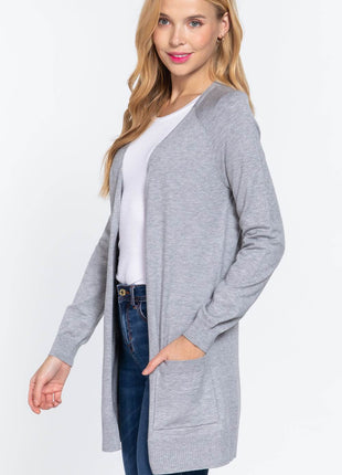 ACTIVE BASIC Open Front Long Sleeve Cardigan - MimiStylez