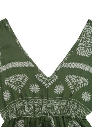 Printed V-Neck Sleeveless Dress - MimiStylez