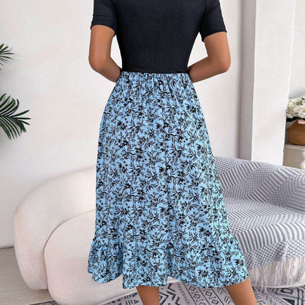 Printed Off-Shoulder Ruffle Hem Dress - MimiStylez