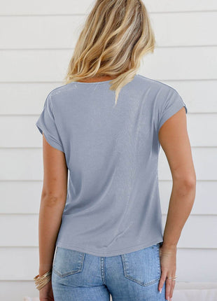 Cowl Neck Short Sleeve T-Shirt - MimiStylez