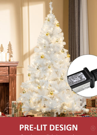 6FT White Christmas Tree Pre Lit - 250 Warm White LED