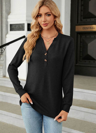 V-Neck Long Sleeve Blouse - MimiStylez