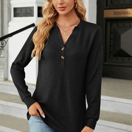 V-Neck Long Sleeve Blouse - MimiStylez