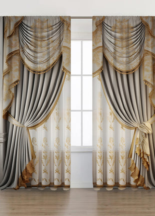 2PCs Curtain Christmas Series Curtain 3D Digital Printing