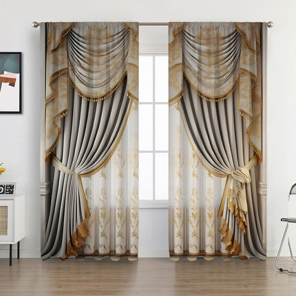 2PCs Curtain Christmas Series Curtain 3D Digital Printing