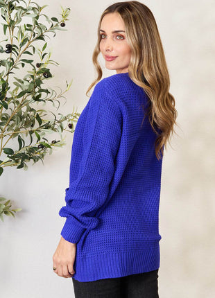 Zenana Full Size Waffle-Knit Open Front Cardigan - MimiStylez