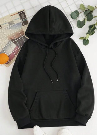 Drawstring Dropped Shoulder Hoodie - MimiStylez