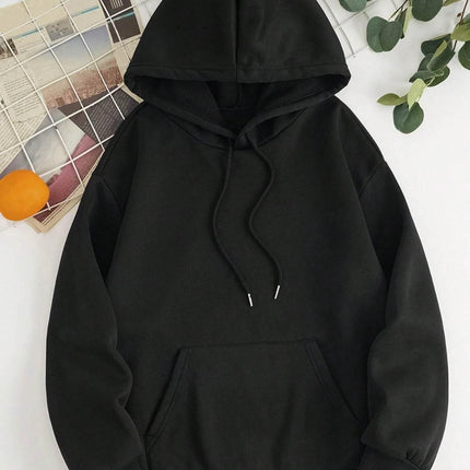 Drawstring Dropped Shoulder Hoodie - MimiStylez