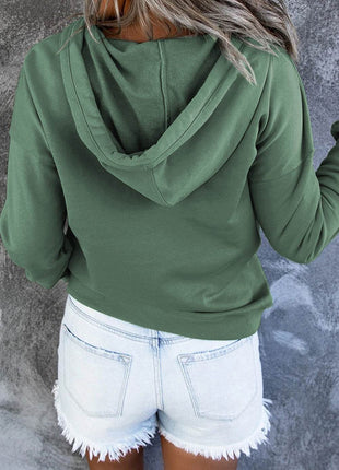 Dropped Shoulder Long Sleeve Hoodie with Pocket - MimiStylez