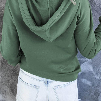 Dropped Shoulder Long Sleeve Hoodie with Pocket - MimiStylez