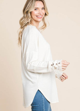 Culture Code Full Size V-Neck Dropped Shoulder Blouse - MimiStylez
