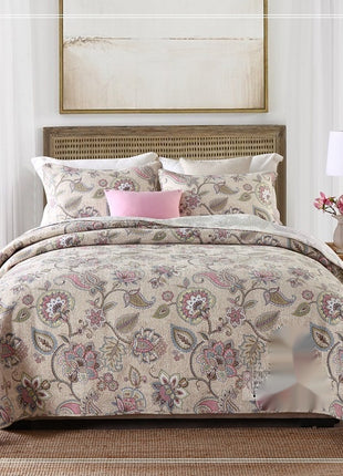 Bedspread Reversible Pure Cotton Dense Printed Quilted Three-piece Set