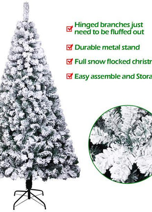 6FT Flocked Christmas Tree, 750 Branches, Automatic Tree