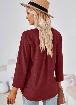 Notched Roll-Tab Sleeve T-Shirt - MimiStylez