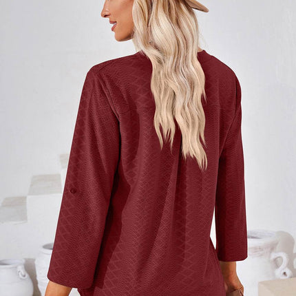 Notched Roll-Tab Sleeve T-Shirt - MimiStylez