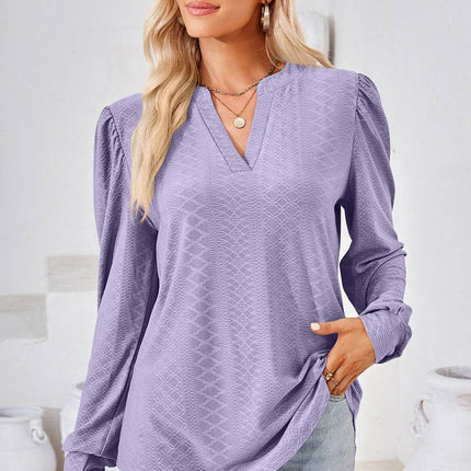 Notched Long Sleeve T-Shirt - MimiStylez