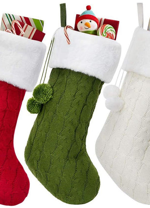 Christmas decorations knitted wool thick white socks hotel home Christmas socks