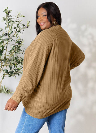Basic Bae Full Size Ribbed Cocoon Cardigan - MimiStylez