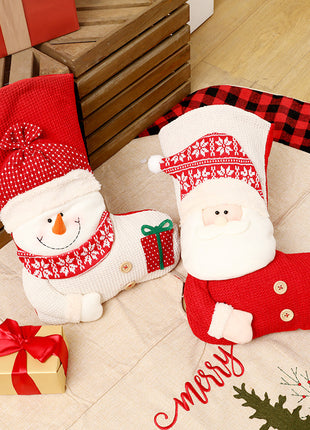 Large Red White Knitted Christmas Stocking