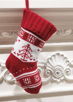Christmas tree snowflake deer pattern knitted christmas socks gift bag