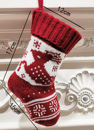 Christmas tree snowflake deer pattern knitted christmas socks gift bag