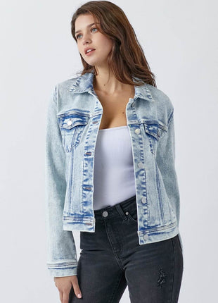 RISEN Button Up Washed Denim Jacket - MimiStylez