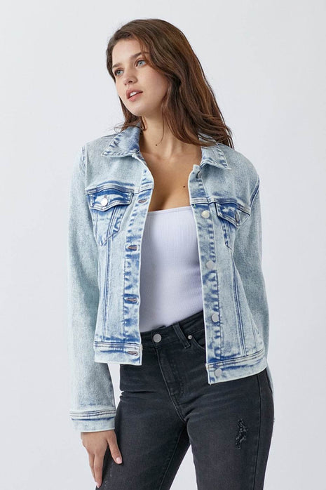 RISEN Button Up Washed Denim Jacket - MimiStylez