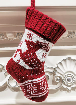 Christmas tree snowflake deer pattern knitted christmas socks gift bag