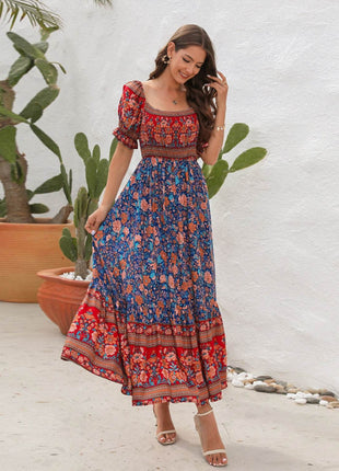 Floral Flounce Sleeve Midi Dress - MimiStylez