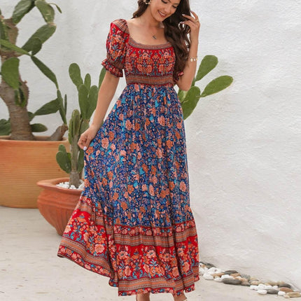 Floral Flounce Sleeve Midi Dress - MimiStylez