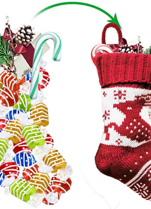 Christmas tree snowflake deer pattern knitted christmas socks gift bag