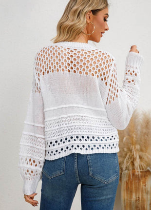 Cutout Round Neck Knit Top - MimiStylez