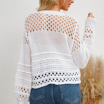 Cutout Round Neck Knit Top - MimiStylez