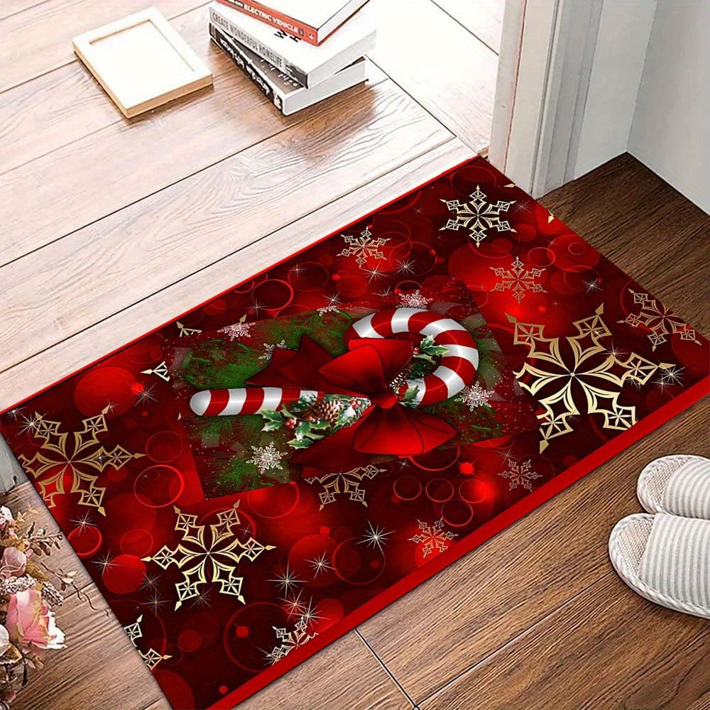 Polyester Christmas Rug, 1pc Holiday-Themed Square Carpet Chair Mat, High-Density 800g/m2, Large Size Over 70.87inch Longest Side and Over 2.16m² Area, Festive Room and Corridor Decor