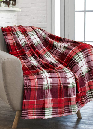 Christmas Holiday Reindeer Snowflake Print Flannel Winter Warm Decorative Blanket