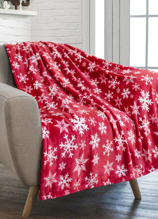 Christmas Holiday Reindeer Snowflake Print Flannel Winter Warm Decorative Blanket