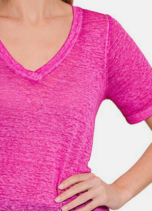 Zenana V-Neck Short Sleeve T-Shirt - MimiStylez
