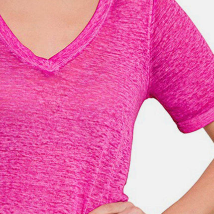 Zenana V-Neck Short Sleeve T-Shirt - MimiStylez