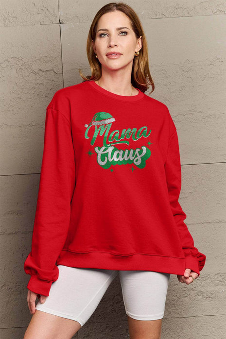 Simply Love Full Size MAMA CLAUS Round Neck Sweatshirt - MimiStylez