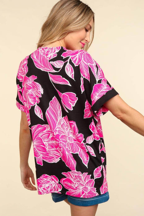 Haptics Floral Drop Shoulder T-Shirt - MimiStylez