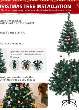 5ft Christmas Tree - Snow Tipped Branches, 480 Branches