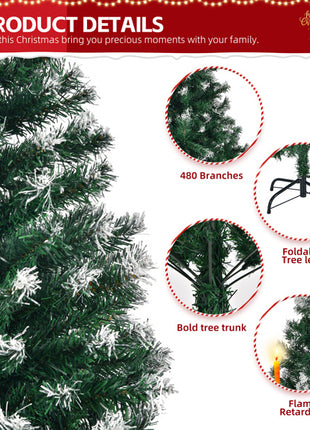 5ft Christmas Tree - Snow Tipped Branches, 480 Branches